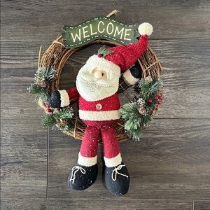 Christmas time/winter season Santa Wreath - “Welcome” 13in
